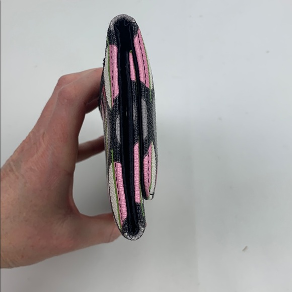 Vera Bradley Moon Drops Pink and Green Pattern wallet Magnet Close ID pocket NEW - Picture 5 of 12